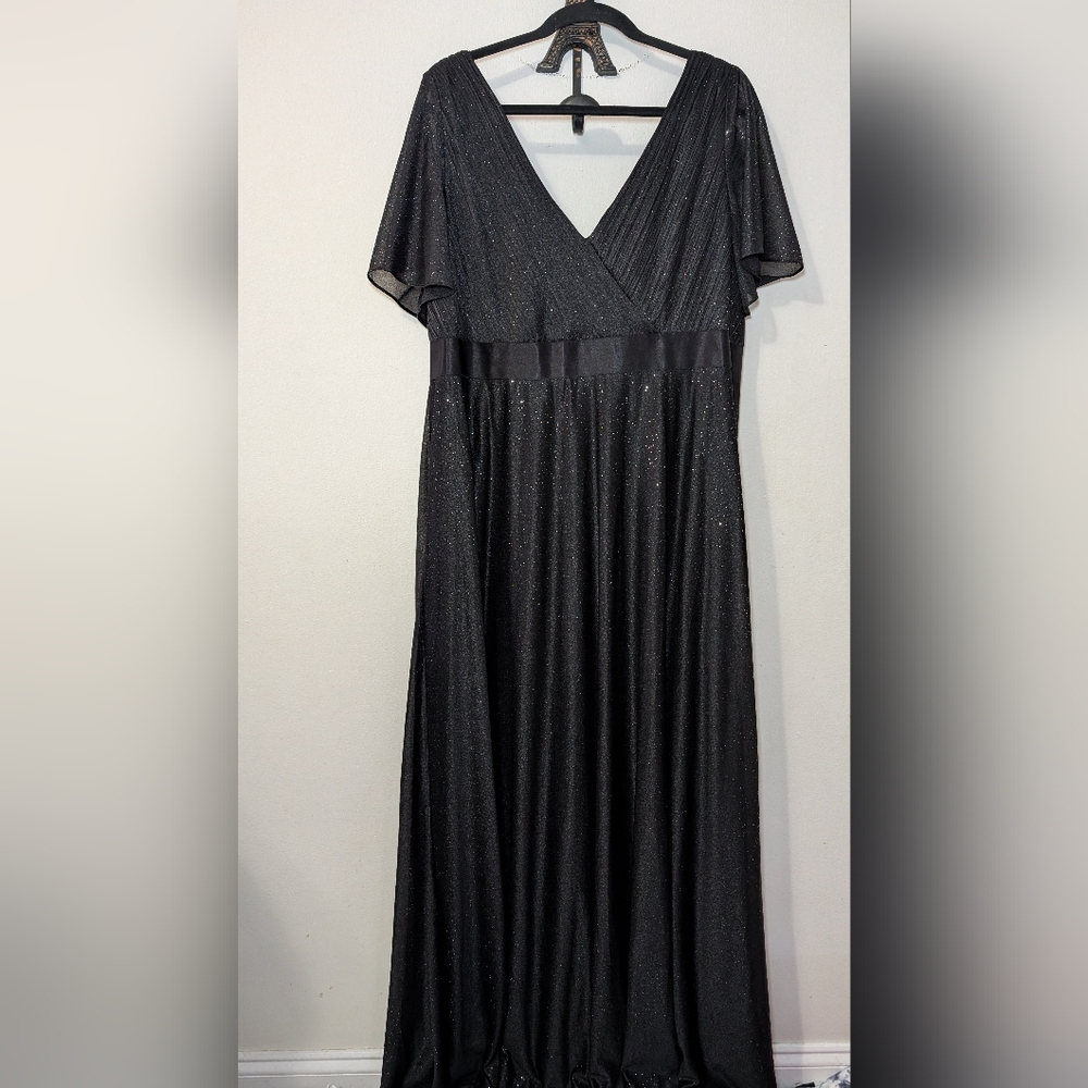 Ever Pretty Black Sparkle Maxi Dress with V-Neck